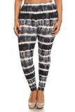 Navy/Gray Tie Dye Print CURVY SIZE Leggings