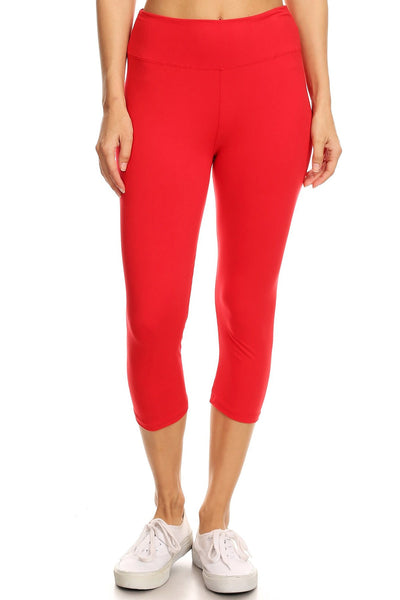 Yoga Waist 3" Solid Color Capris ONE SIZE