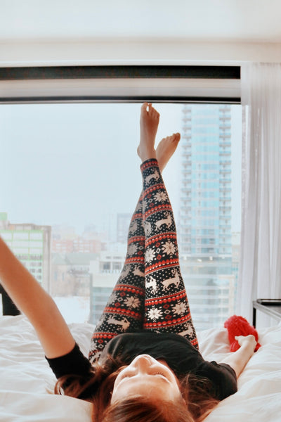 Yoga Waist Reindeer/Snowflake Print Leggings