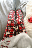 Yoga Waist Festive Reindeer Plaid Print Leggings