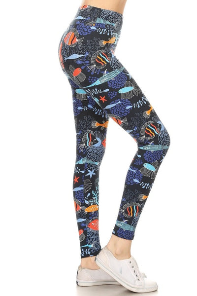 Yoga Waist 3" Seaworld Print Leggings