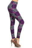 Purple Small Flower Boho Print Leggings