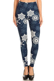 Navy/White Snowflake Print QURVY SIZE Leggings