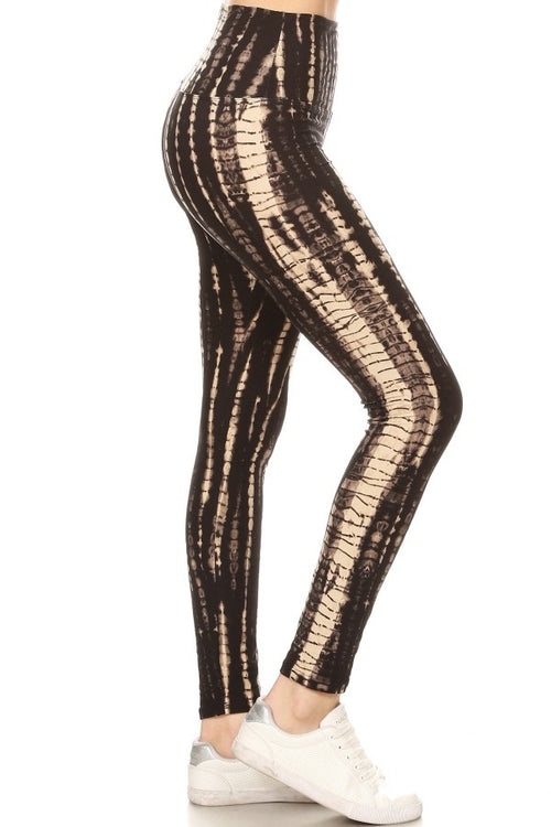 Yoga Waist 5" Tie Dye Brown Print Leggings
