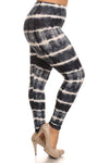Navy/Gray Tie Dye Print CURVY SIZE Leggings