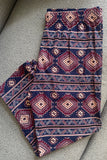 Burgundy/Purple Tribal Print CURVY SIZE Capris
