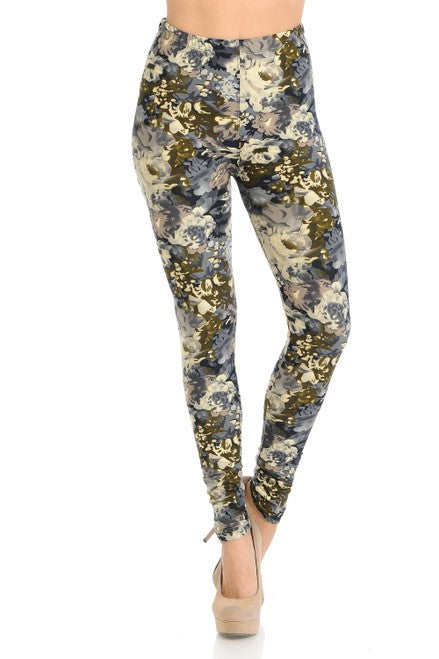 Vintage Floral Print CURVY SIZE Leggings