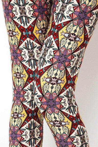 Yoga Waist 3" Abstract Yellow Print Leggings