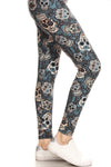 grey sugar skull halloween day of the dead buttery Soft Microfiber High Waist Fashion Patterned Celebrity Leggings for Women plus size