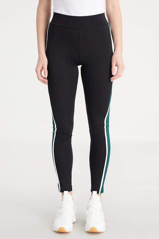Petite Active Black Leggings with a side stripe