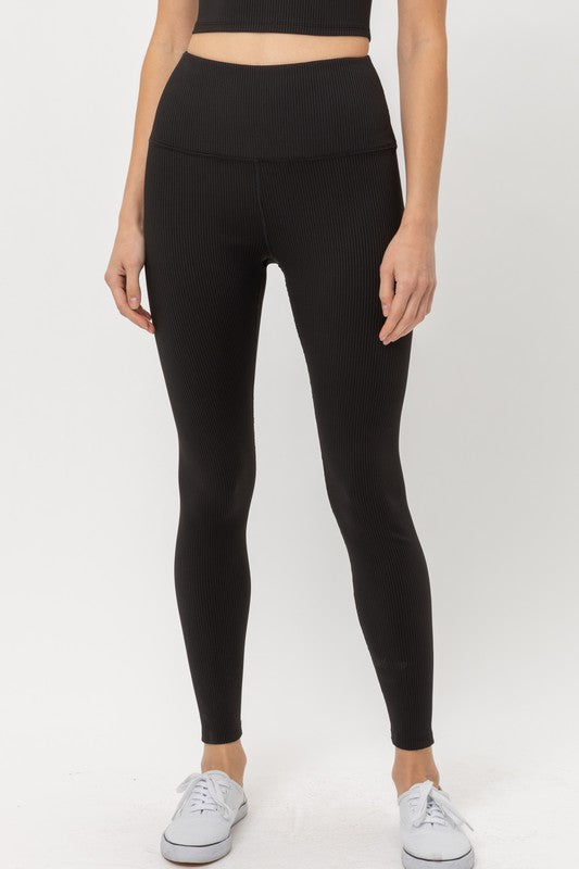 Sports Textured Yoga Waist Solid Leggings