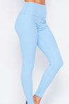 Sports Textured Yoga Waist Solid Leggings