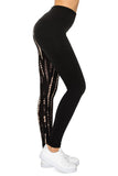Yoga Waist 5 Inch Split Tie Dye Brown Print Leggings