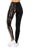 Yoga Waist 5 Inch Split Tie Dye Brown Print Leggings