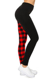 Yoga Waist 5 Inch Black/Red Buffalo Print Leggings