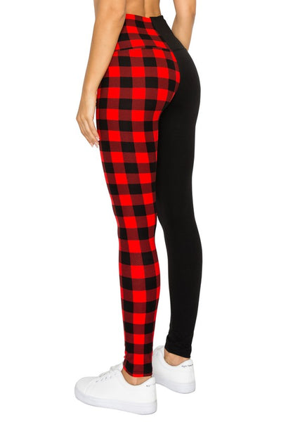 Christmas Plaid Leggings - Red Plaid Tartan Yoga Holiday Running