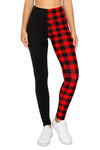 Yoga Waist 5 Inch Black/Red Buffalo Print Leggings