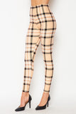 Beige Plaid Print Leggings