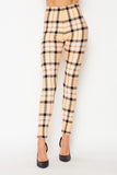Beige Plaid Print Leggings