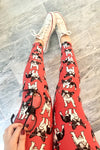 Coral Boston Terrier French Bulldog Print CURVY SIZE Leggings