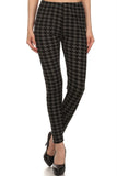 grey houndstooth buttery Soft Microfiber High Waist Fashion Patterned Celebrity Leggings for Women one size