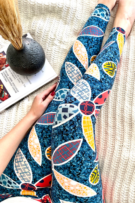 Blue Swirl Print Leggings
