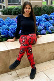 red peacock  buttery Soft Microfiber High Waist Fashion Patterned Celebrity Leggings for Women  one size
