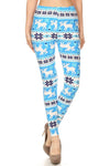 Blue/White Reindeer Print Leggings