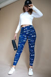 Blue Army Print Leggings
