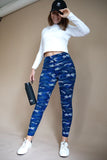 Blue Army Print Leggings