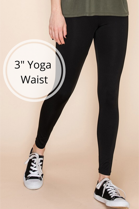 Solid Color 5" Yoga Waist Basic Leggings