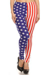 american flaf  buttery Soft Microfiber High Waist Fashion Patterned Celebrity Leggings for Women plus size