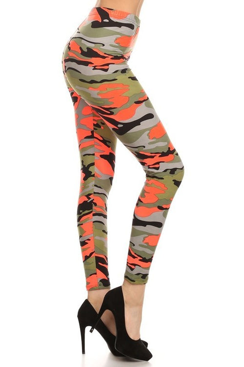 Orange/Green Army Print Leggings