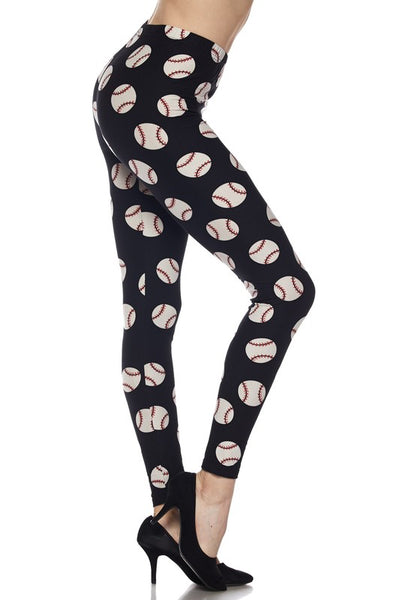 Ultra soft microfiber baseball print leggings one size 