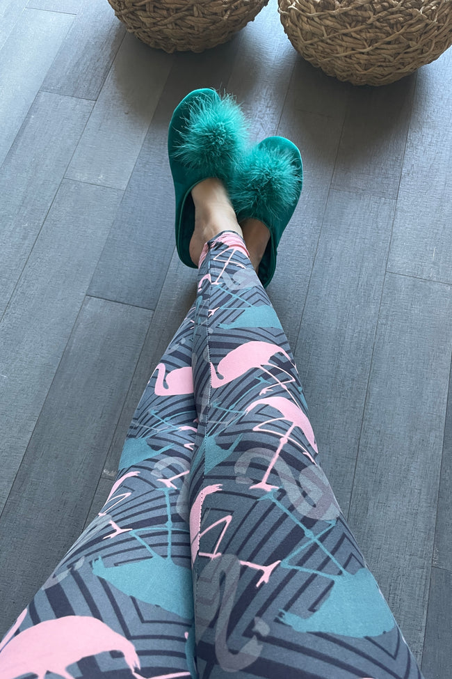 Pastel Flamingo Print Leggings