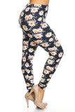 Blue Daisy Print QUEEN SIZE Leggings