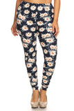 Blue Daisy Print QUEEN SIZE Leggings