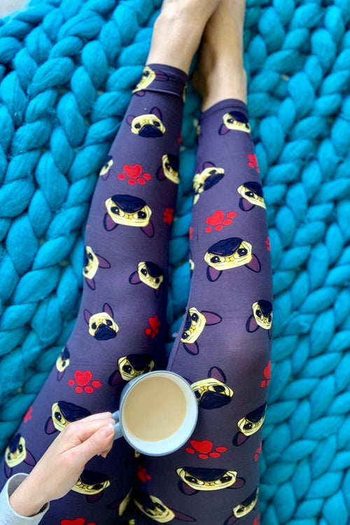 broen french bulldog buttery Soft Microfiber High Waist Fashion Patterned Celebrity Leggings for Women one size