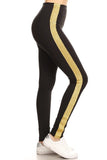 Holiday Edition Gold/Silver Stripe Black 5 inch Yoga Waist Leggings