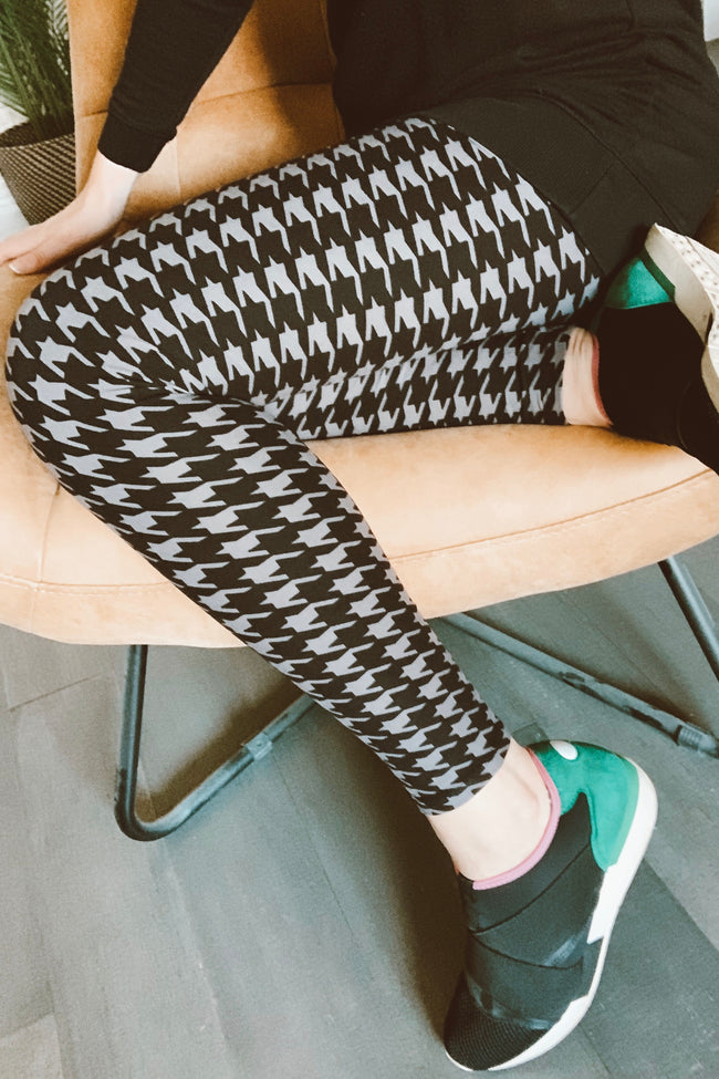 Houndstooth (Grey) Print QUEEN SIZE Leggings