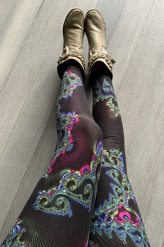 Purple/Yellow Swirl Print Queen Size Leggings
