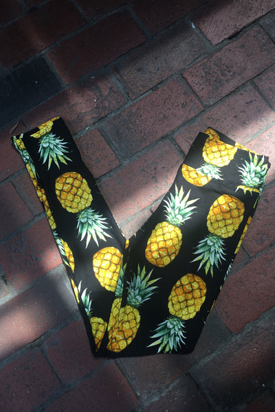 yellow pineapple yoga waist buttery Soft Microfiber High Waist F