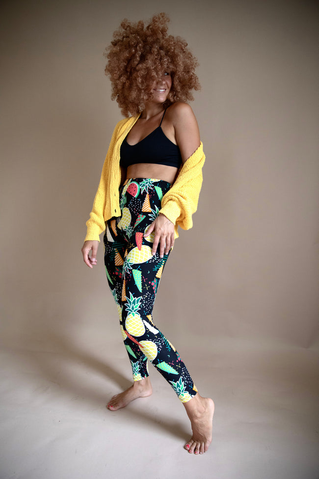 Tropical Pineapple/Melon Print Leggings