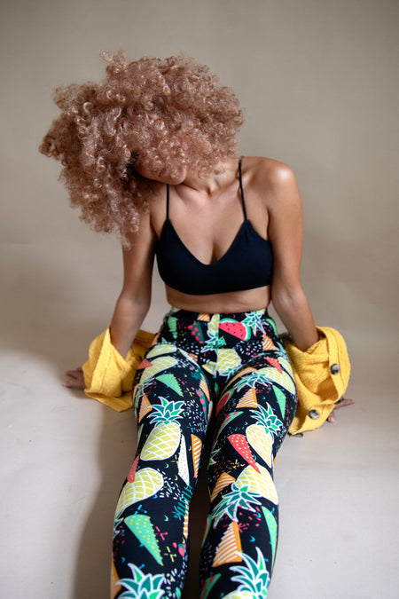 Yoga Waist 5" Abstract Flower Print  Leggings