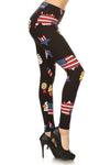 american flag patriotic fourth of juky Ultra Soft Microfiber High Waist Fashion Patterned Leggings for Women plus size