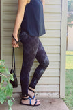 Gray Damask Regular Waist Print Leggings