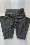 Solid Textured Active Yoga Waist Leggings with a Scrunchy Back Detail