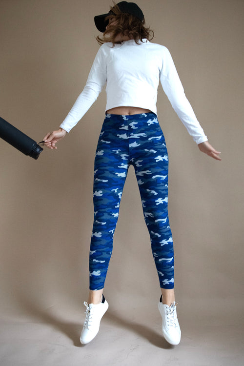 Blue Army Print Leggings