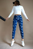 Blue Army Print Leggings