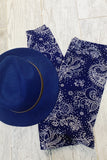 Blue/White Paisley Boho Print Leggings